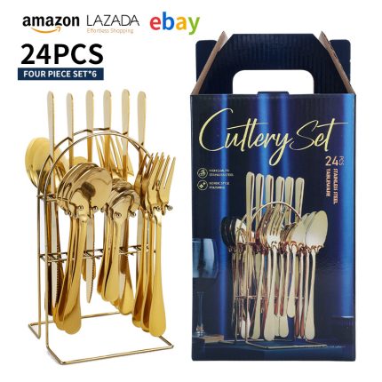 24pcs gold cutlery set